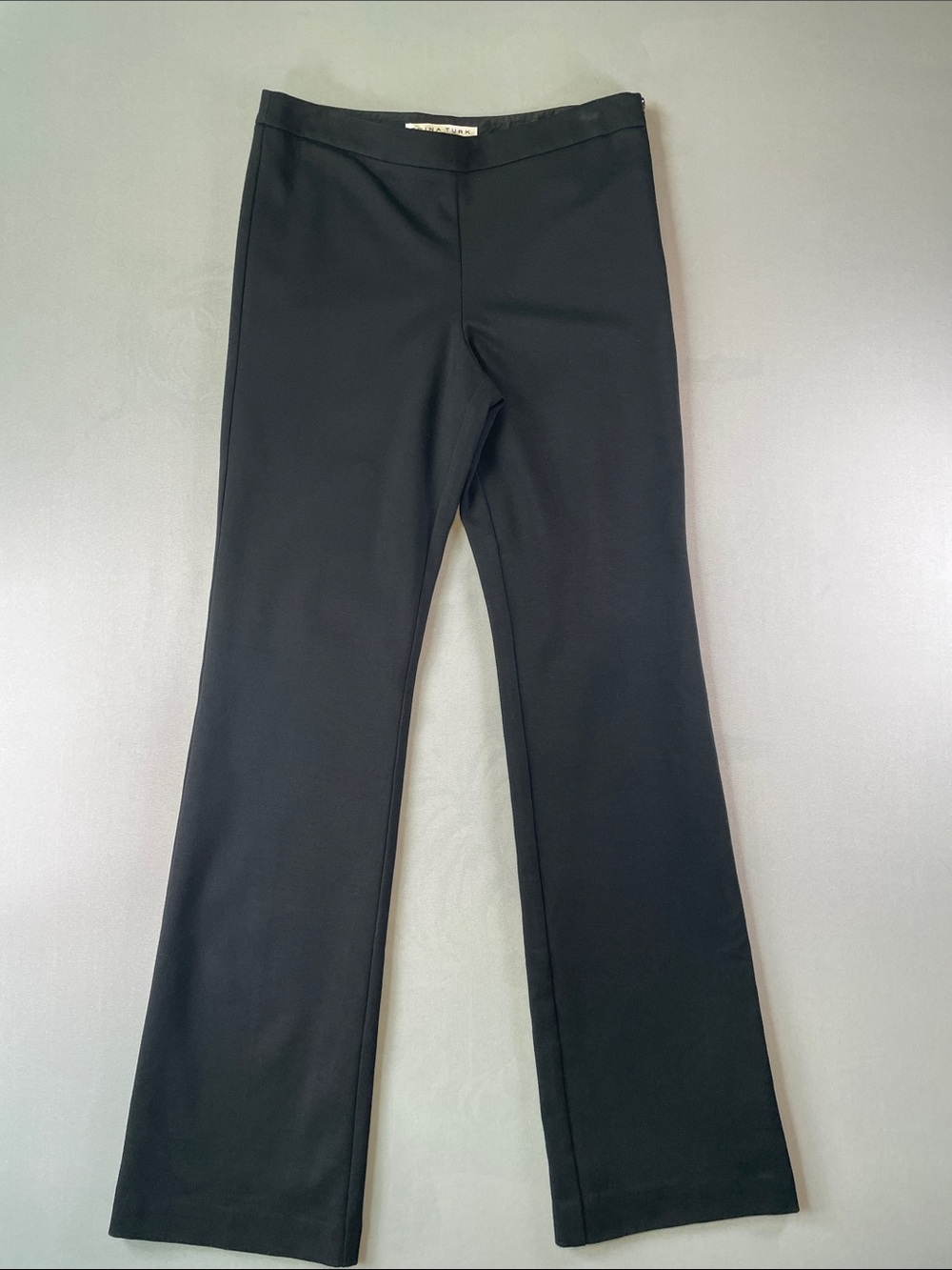 Trina Turk Fully Lined Flat Front Mid Rise Black Straight Dress Pants Size